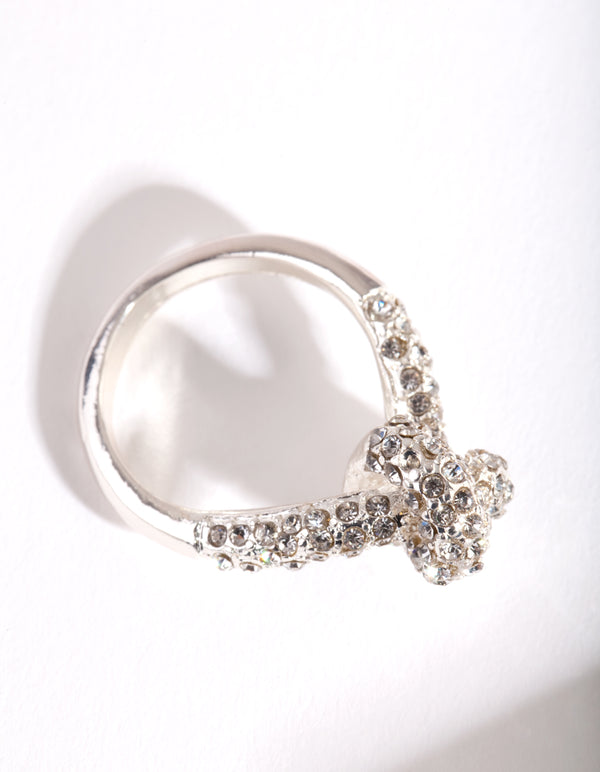 Silver Diamante Knot Ring