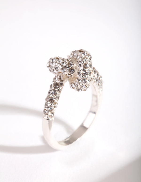 Silver Diamante Knot Ring