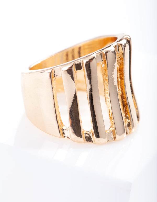 Gold Behind Bars Ring