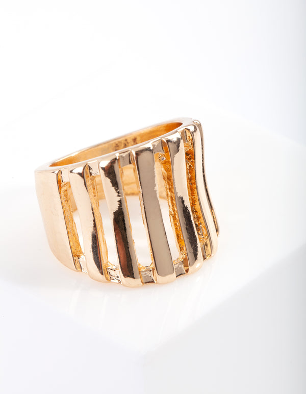 Gold Behind Bars Ring