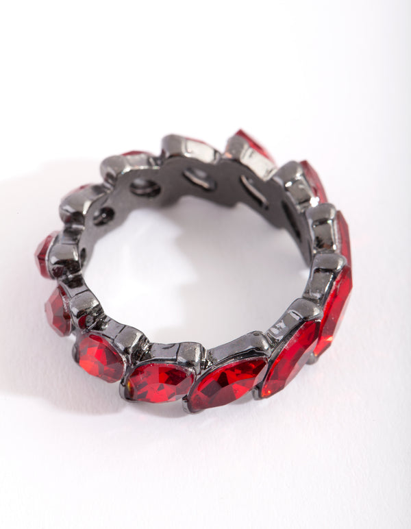 Gunmetal Navette Stone Band Ring
