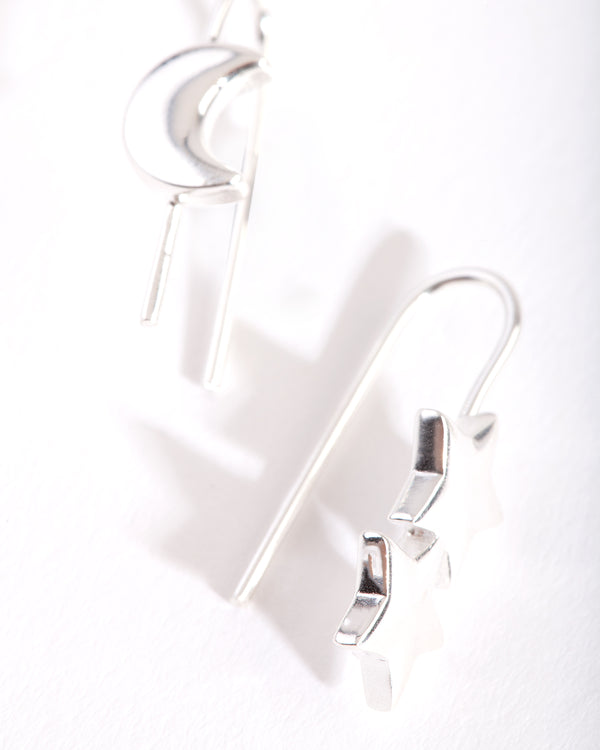 Mixed Metal Celestial Drop Earrings