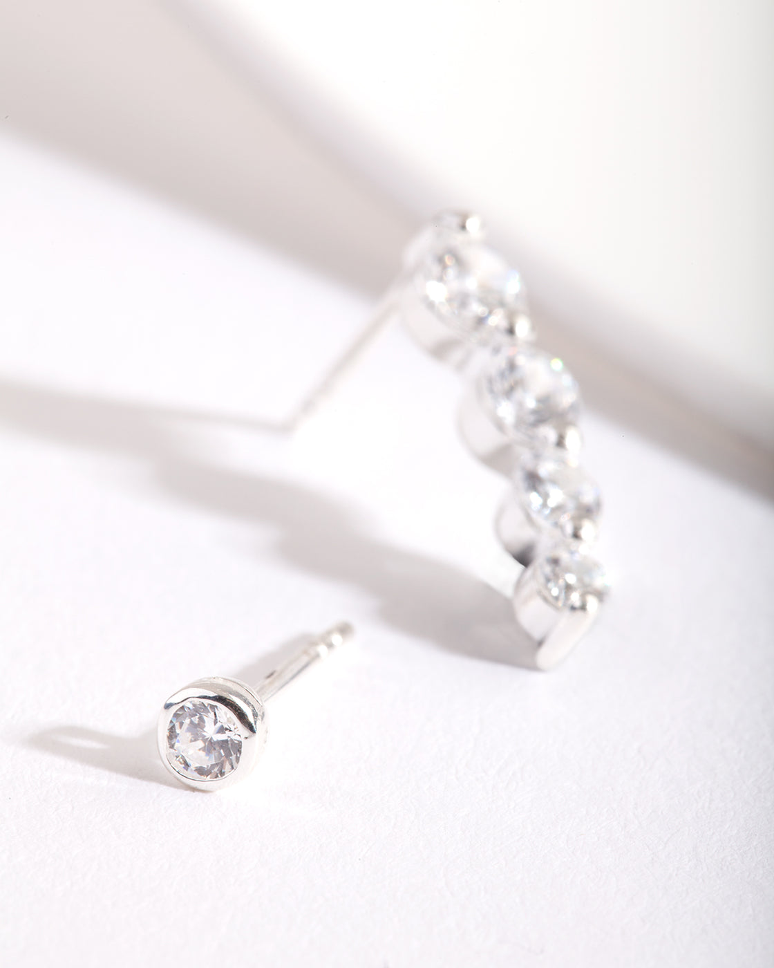 Mixed Metal Cubic Zirconia Graduating Crawler Earrings