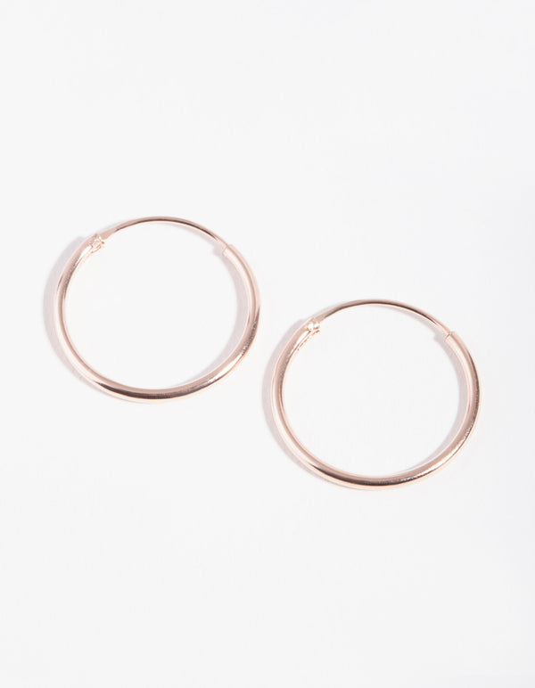 Rose Gold Plated Sterling Silver 16mm Plain Hoop Earrings