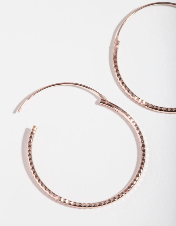 Rose Gold Plated Sterling Silver 25mm Diacut Hoop Earrings