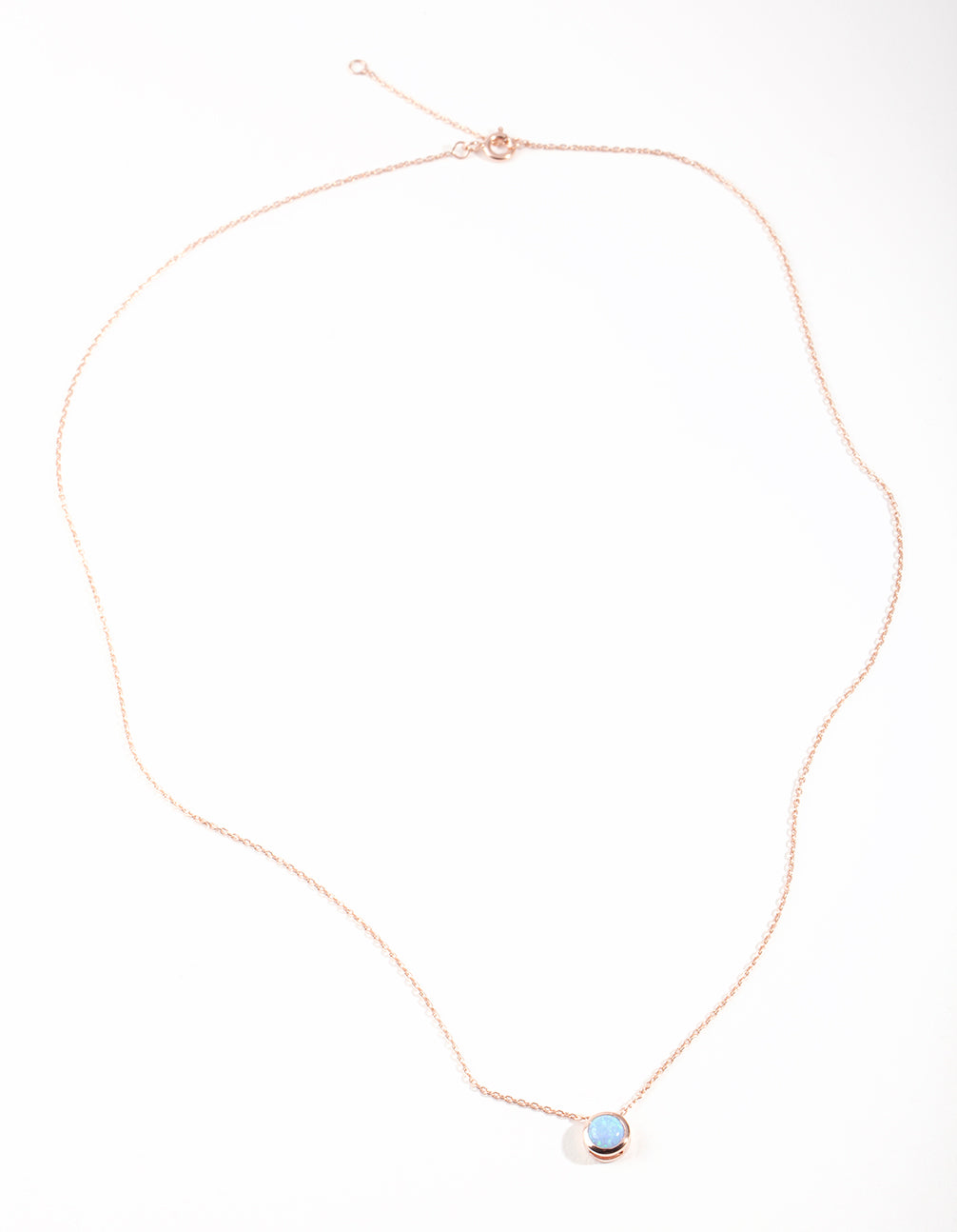 Rose Gold Plated Sterling Silver Synthetic Opal Bezel Pendant Necklace