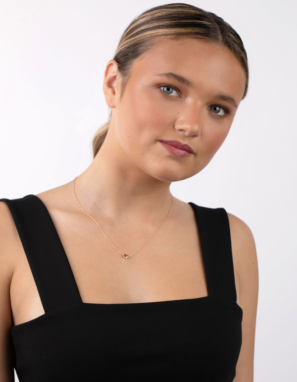 Rose Gold Plated Sterling Silver Micro Heart Necklace