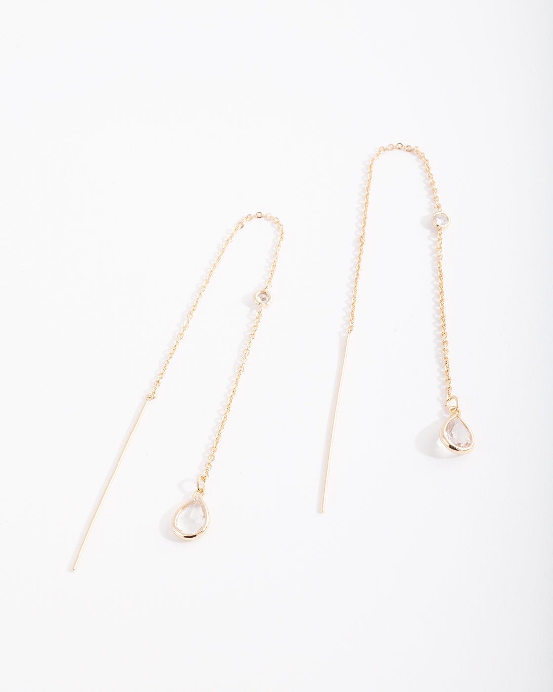 Gold Plated Clear Thread-Through Earrings