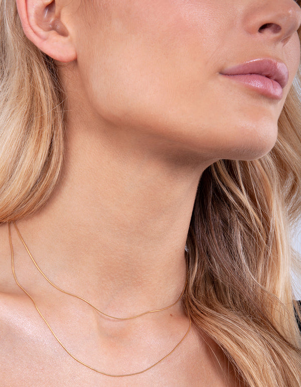 Gold Plated Sterling Silver Snake Chain 38cm Necklace