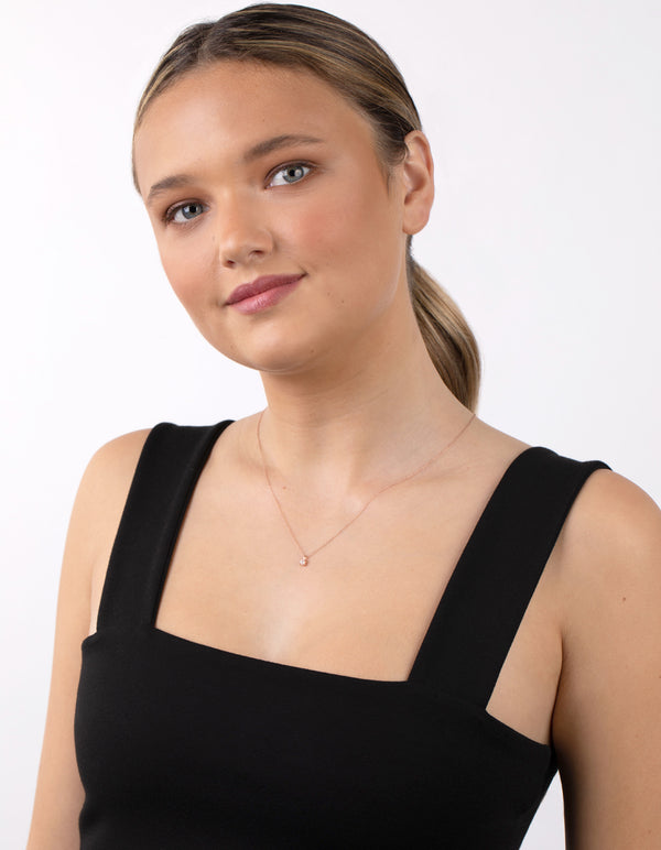 Rose Gold Plated Sterling Silver Cubic Zirconia Baby Carat Necklace