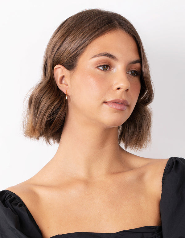 Gold Plated Sterling Silver Moon Charm Huggie Earrings