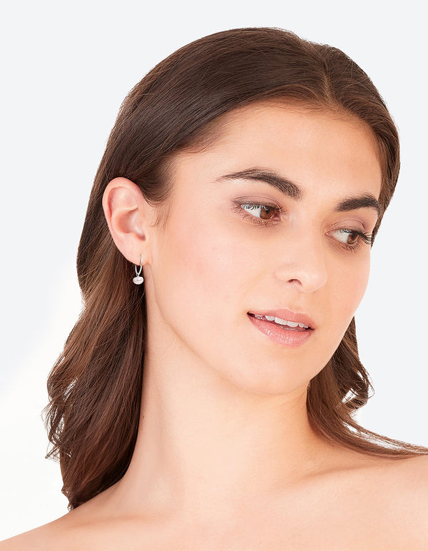 Sterling Silver Freshwater Pearl Hoop Earrings