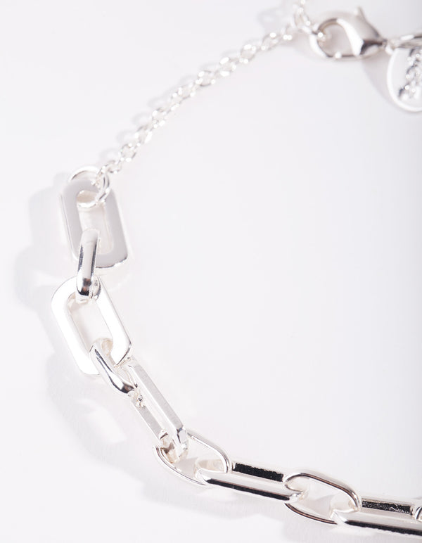 Silver Rectangle Chain Bracelet