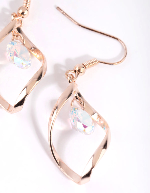 Rose Gold Crystal Drop Earrings