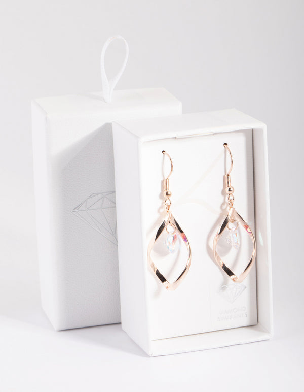 Rose Gold Crystal Drop Earrings