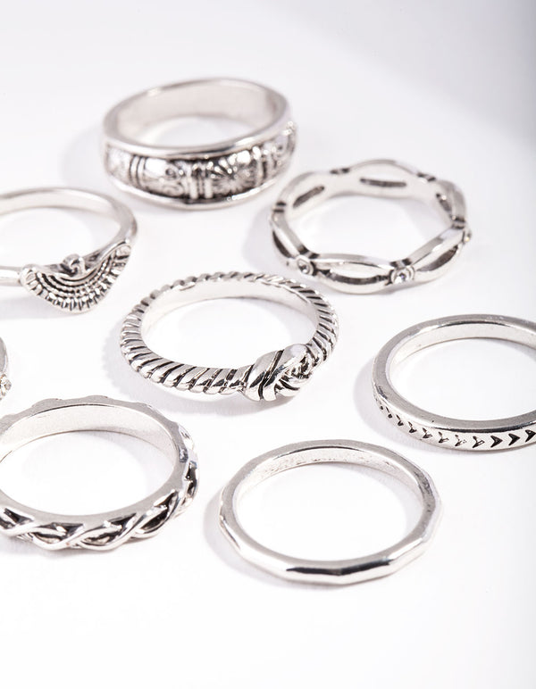 Antique Silver Symbol Ring 8-Pack