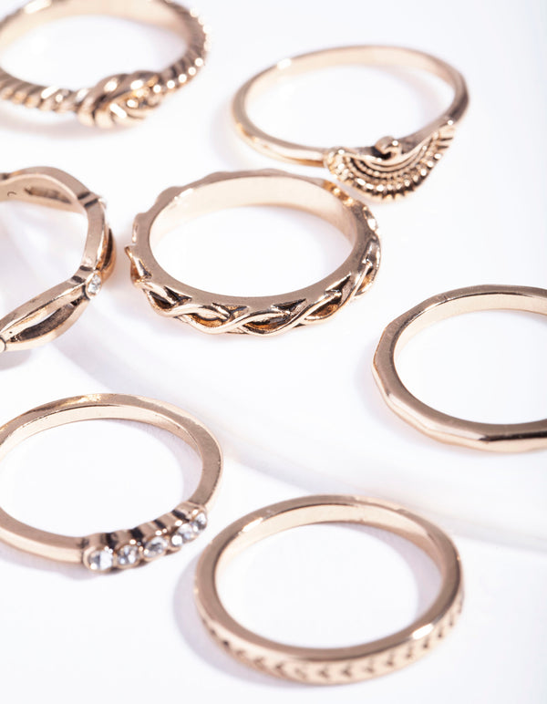 Antique Gold Symbol Ring 8-Pack