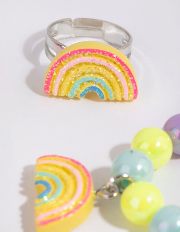 Kids Rainbow Bead Mixed Jewellery Set