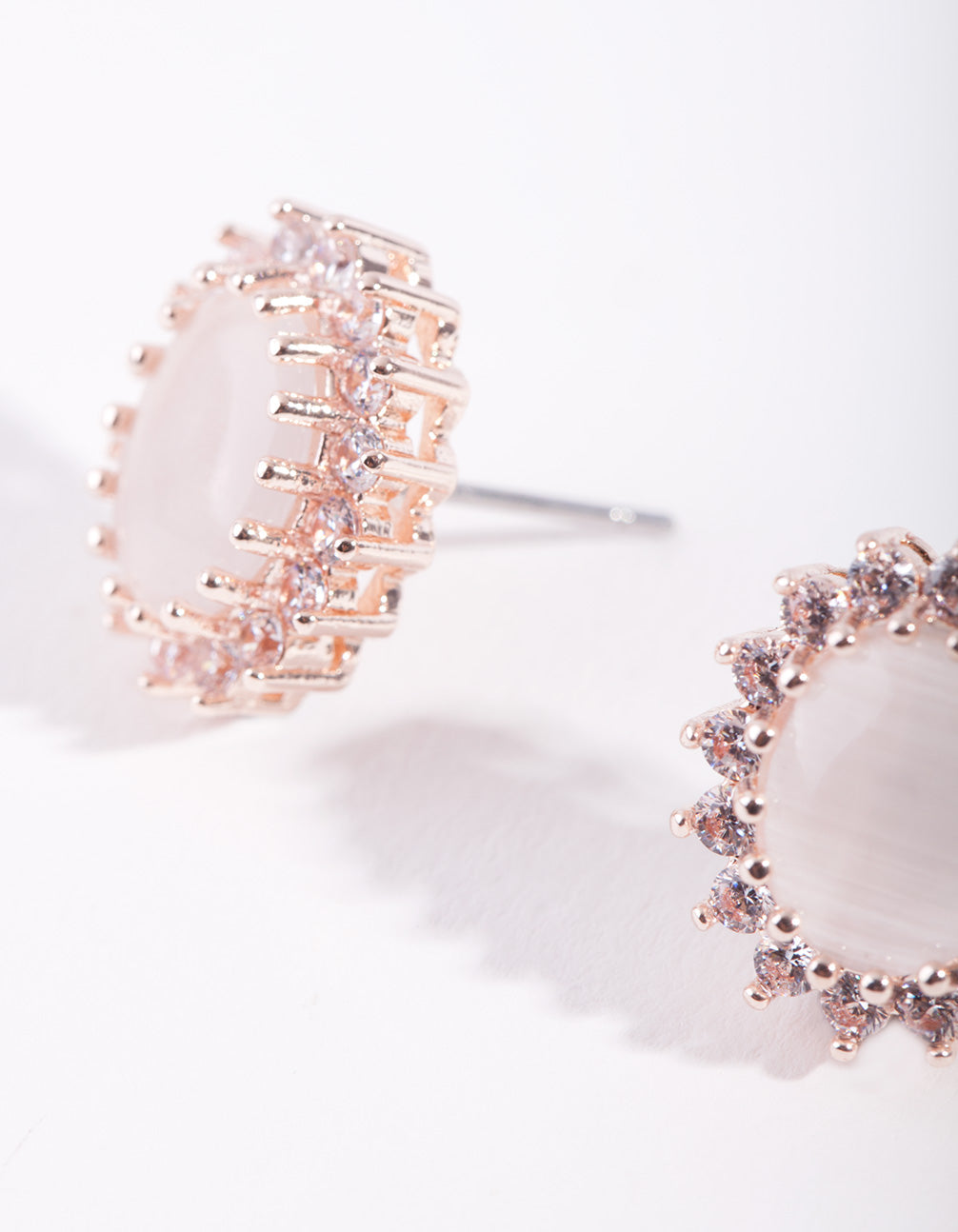 Rose Gold Diamond Simulant Floral Earrings