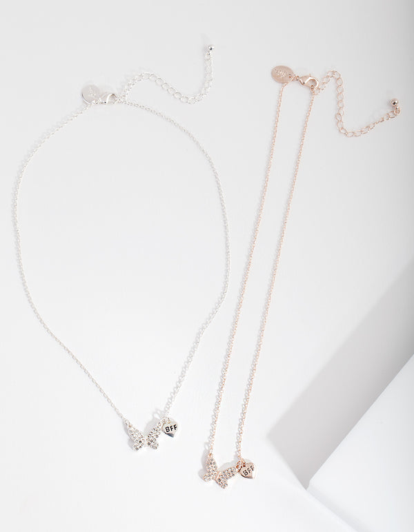 Kids Mixed Metal Butterfly Necklace Pack