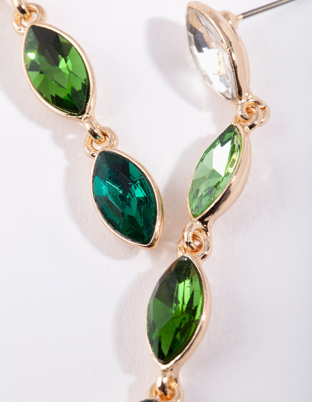 Green Diamante Drop Earrings