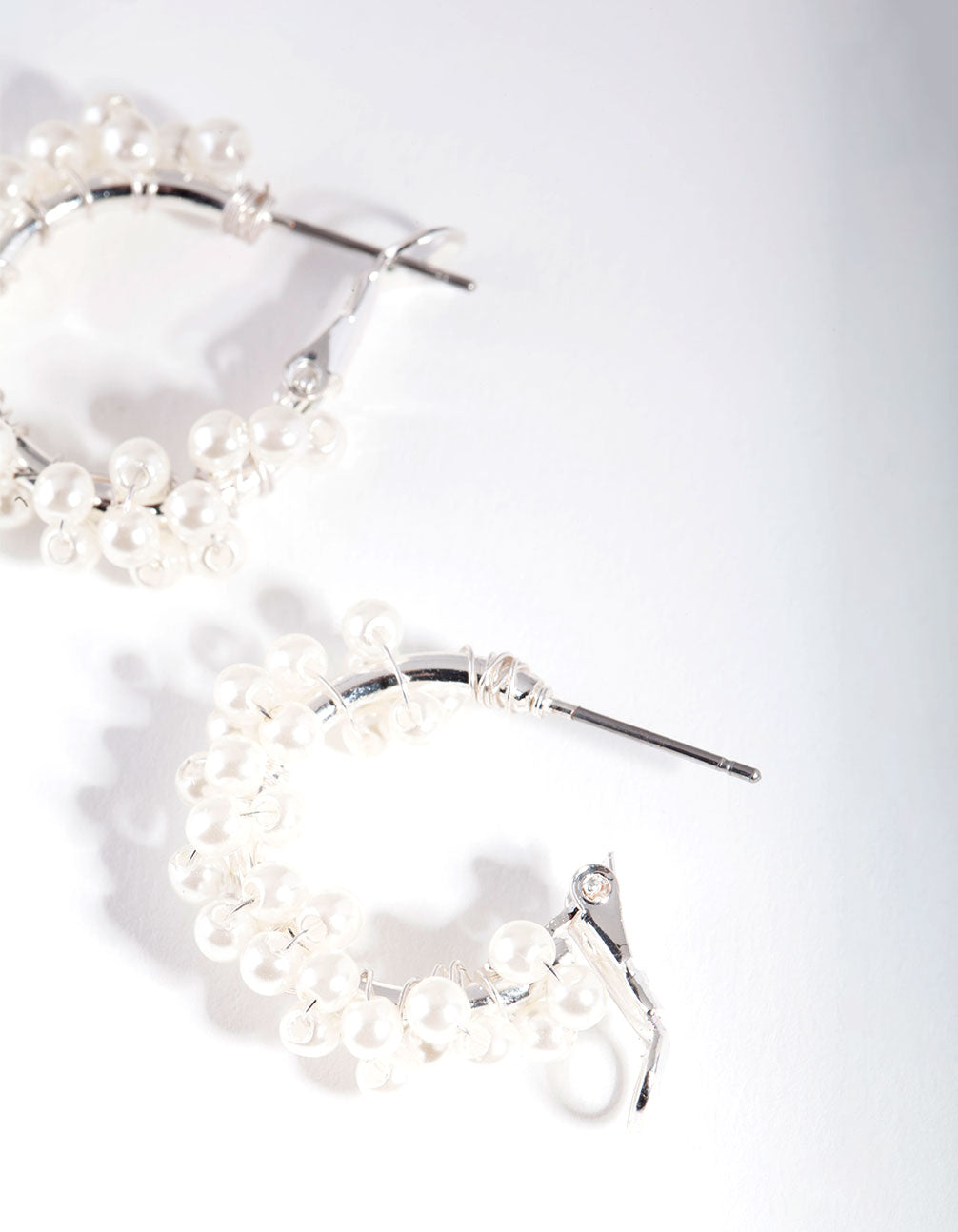 Pearly Bead Cluster Hoop Earrings
