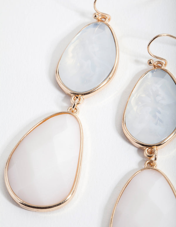 Neutral Irregular Double Stone Drop Earrings