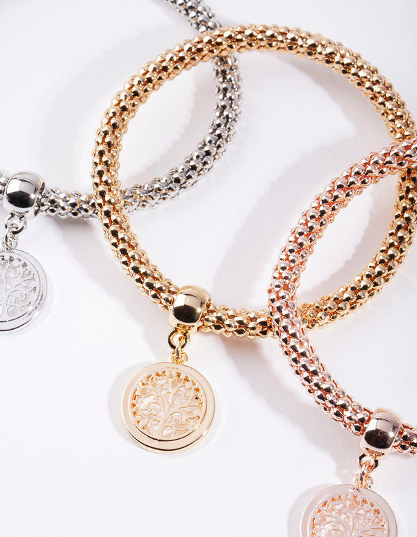 Mixed Metal Leaf Charm Bracelet Pack