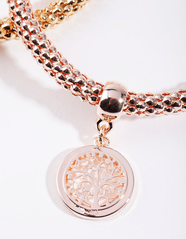 Mixed Metal Leaf Charm Bracelet Pack