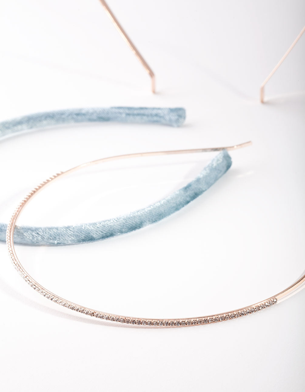 Rose Gold Pearl Blue Velvet Headband Pack