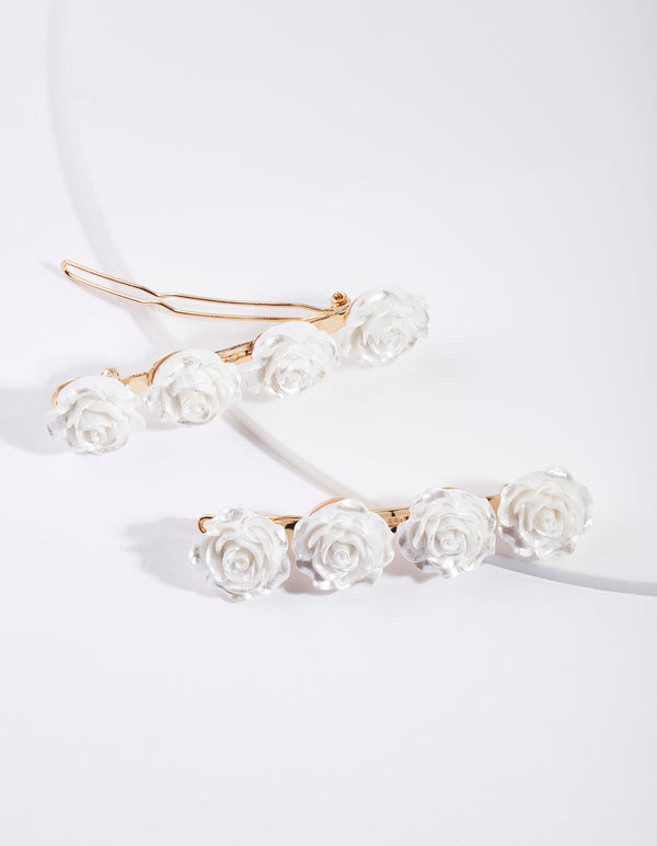 Gold Rose Barrette Clip Pack
