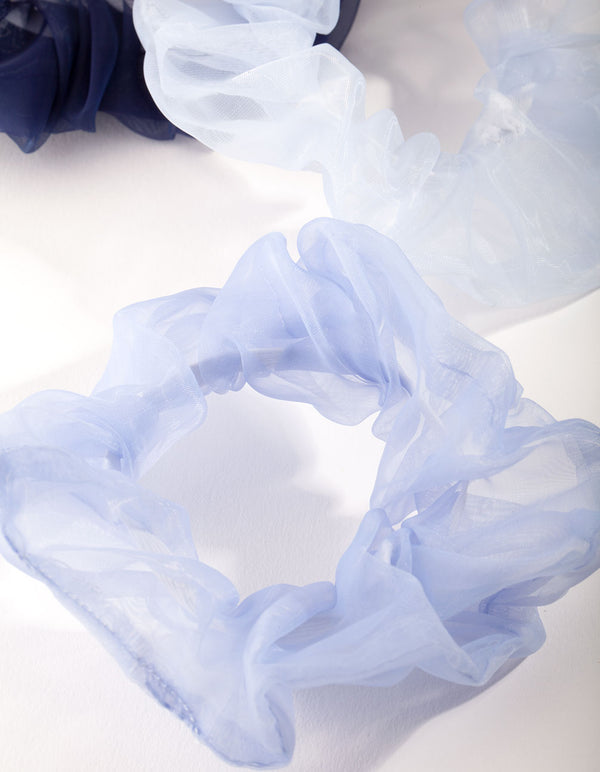 Blue Organza Scrunchie Pack