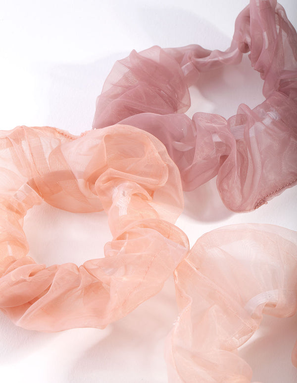Pink Organza Scrunchie Pack