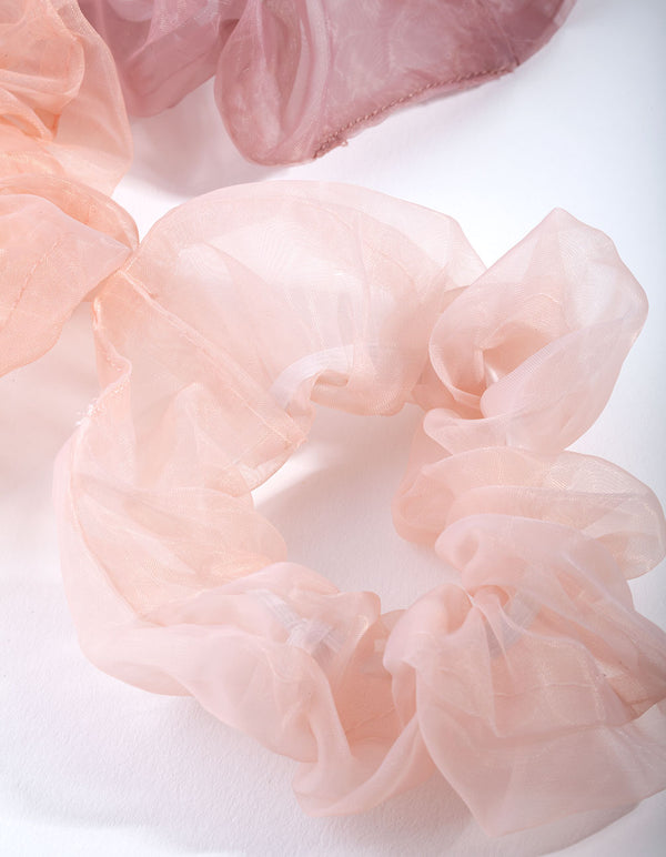 Pink Organza Scrunchie Pack