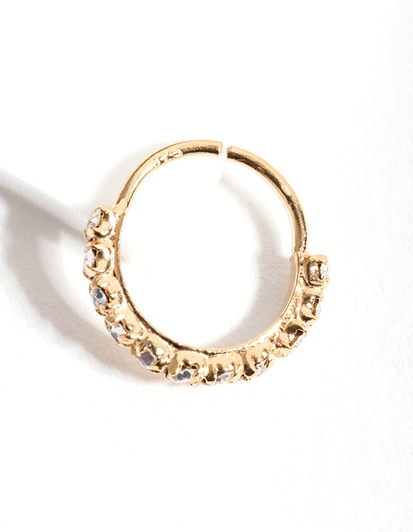 Yellow Gold Plated Sterling Silver Fine Cubic Zirconia Ear Cuff