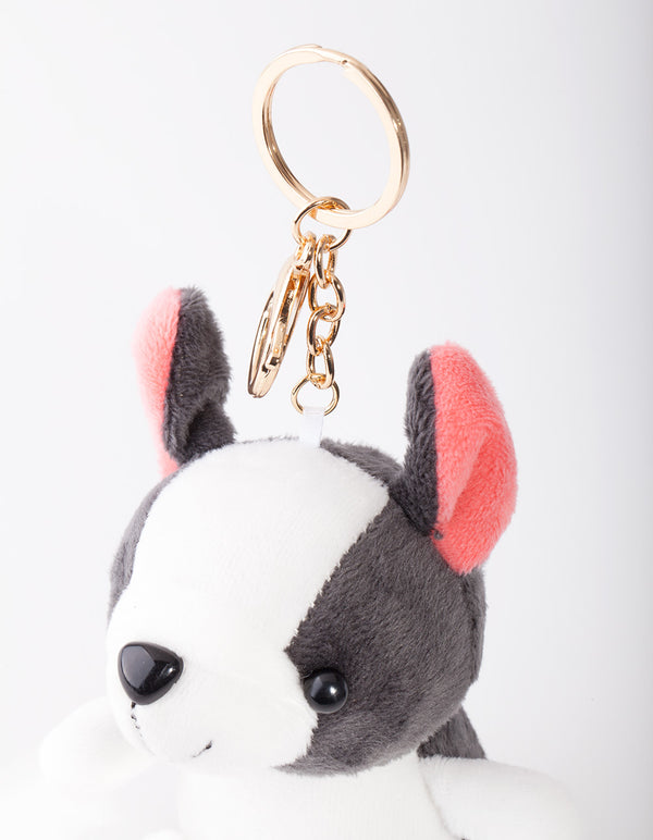 Kids Black White Dog Keyring