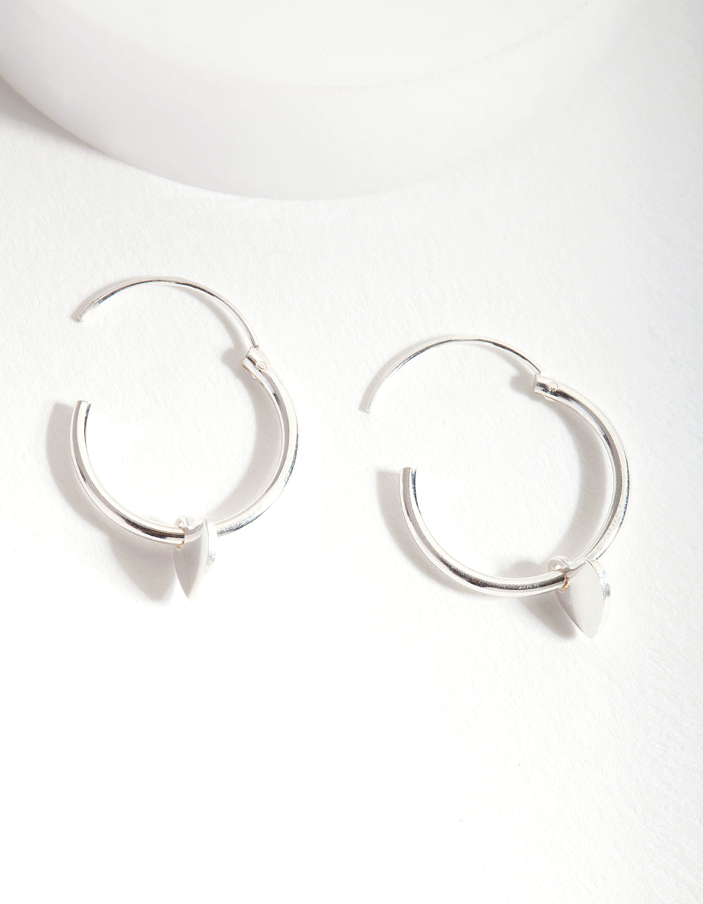 Sterling Silver Heart Charm Hoop Earrings