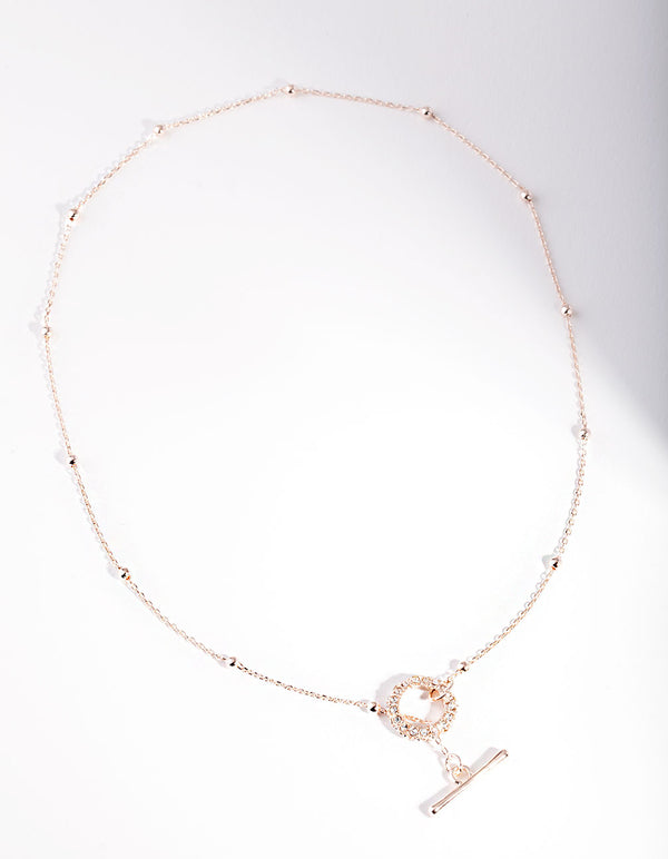 Rose Gold Ball Chain Bar Necklace