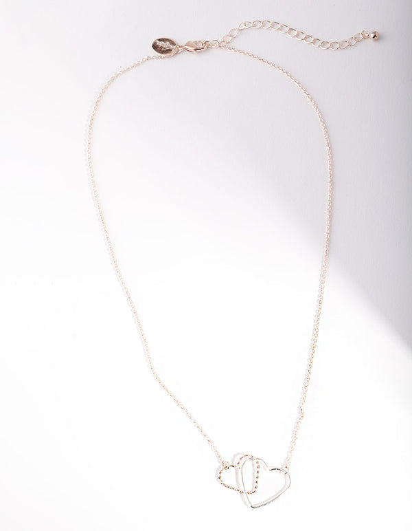 Mixed Metal Linked Heart Necklace