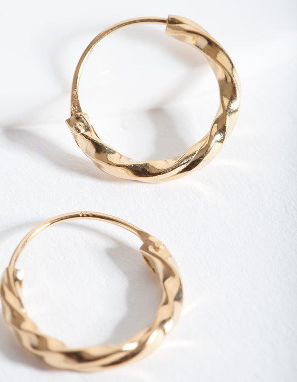 Gold Plated Sterling Silver Chunky Twist Hoop Earrings