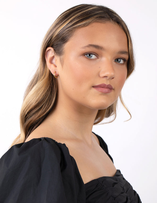 Gold Plated Sterling Silver Chunky Twist Hoop Earrings