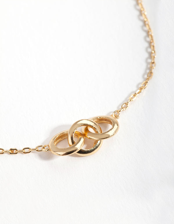 Gold Plated Sterling Silver Circle Link Necklace