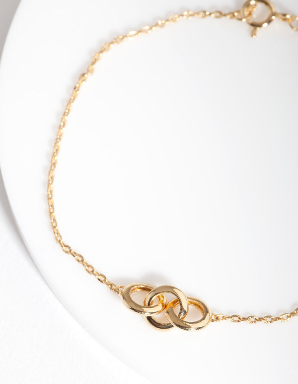 Gold Plated Sterling Silver Circle Link Bracelet