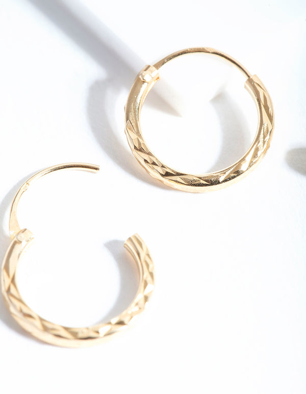 Gold Plated Sterling Silver Texture Stud Hoop Earring Pack