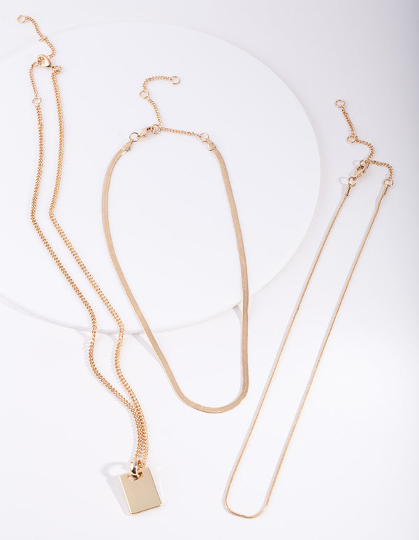 Gold Plated Necklace Trio