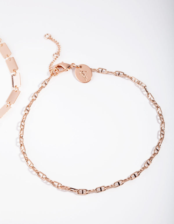 Rose Gold Rectangle & Chain Anklet
