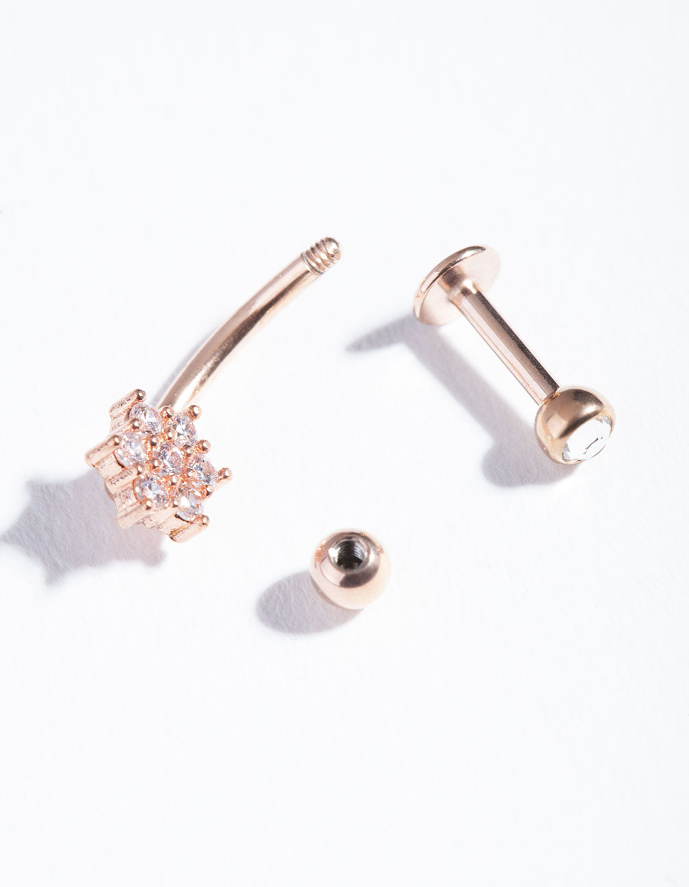 Rose Gold Surgical Steel Cubic Zirconia Floral Cartilage Pack
