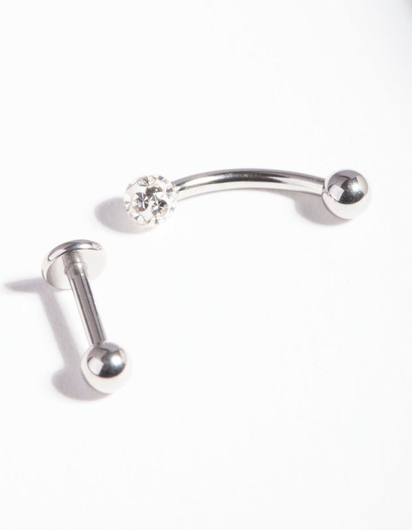 Surgical Steel Diamante Cartilage Earring Pack