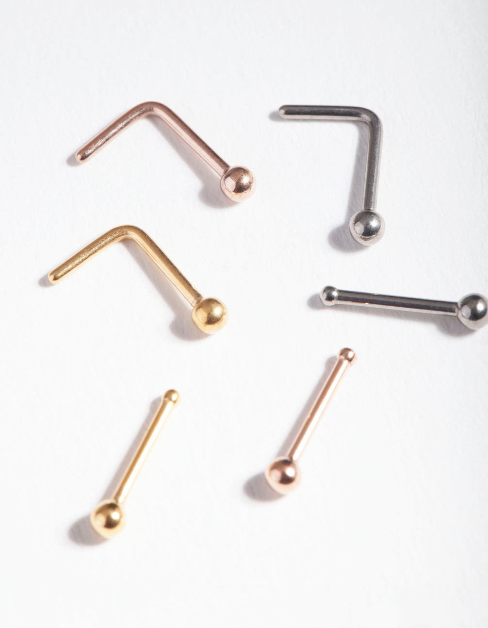 Mixed Metal Surgical Steel Nose Bar 6-Pack