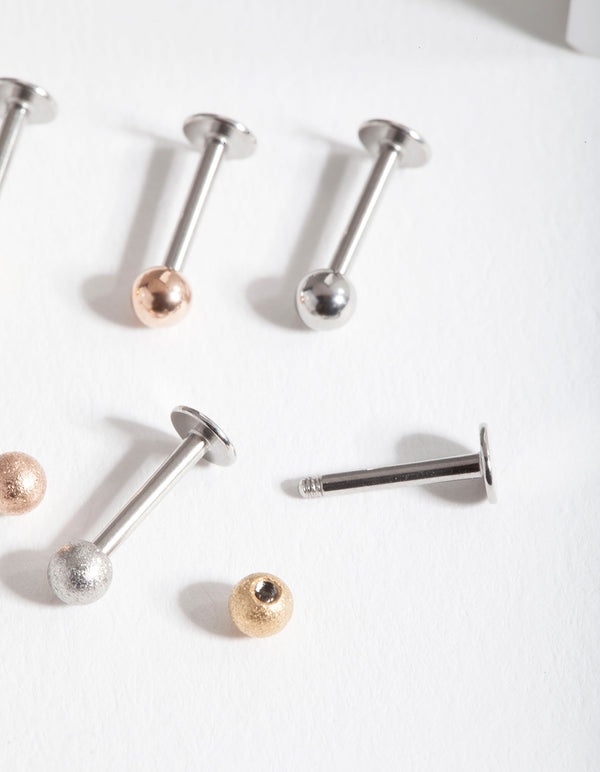 Surgical Steel Mixed Texture Flat Back 6-Pack